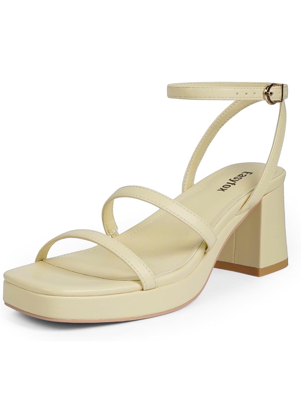 Easyfox Chunky Platform Heels for Women Open Toe Block Heeled Sandals